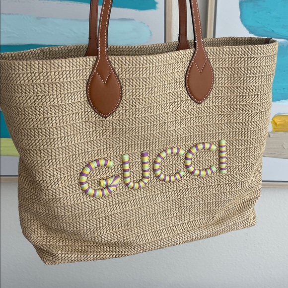 Gucci Handbags - $3,750 New Authentic GUCCI Tote Medium logo leather-trimmed tote bag